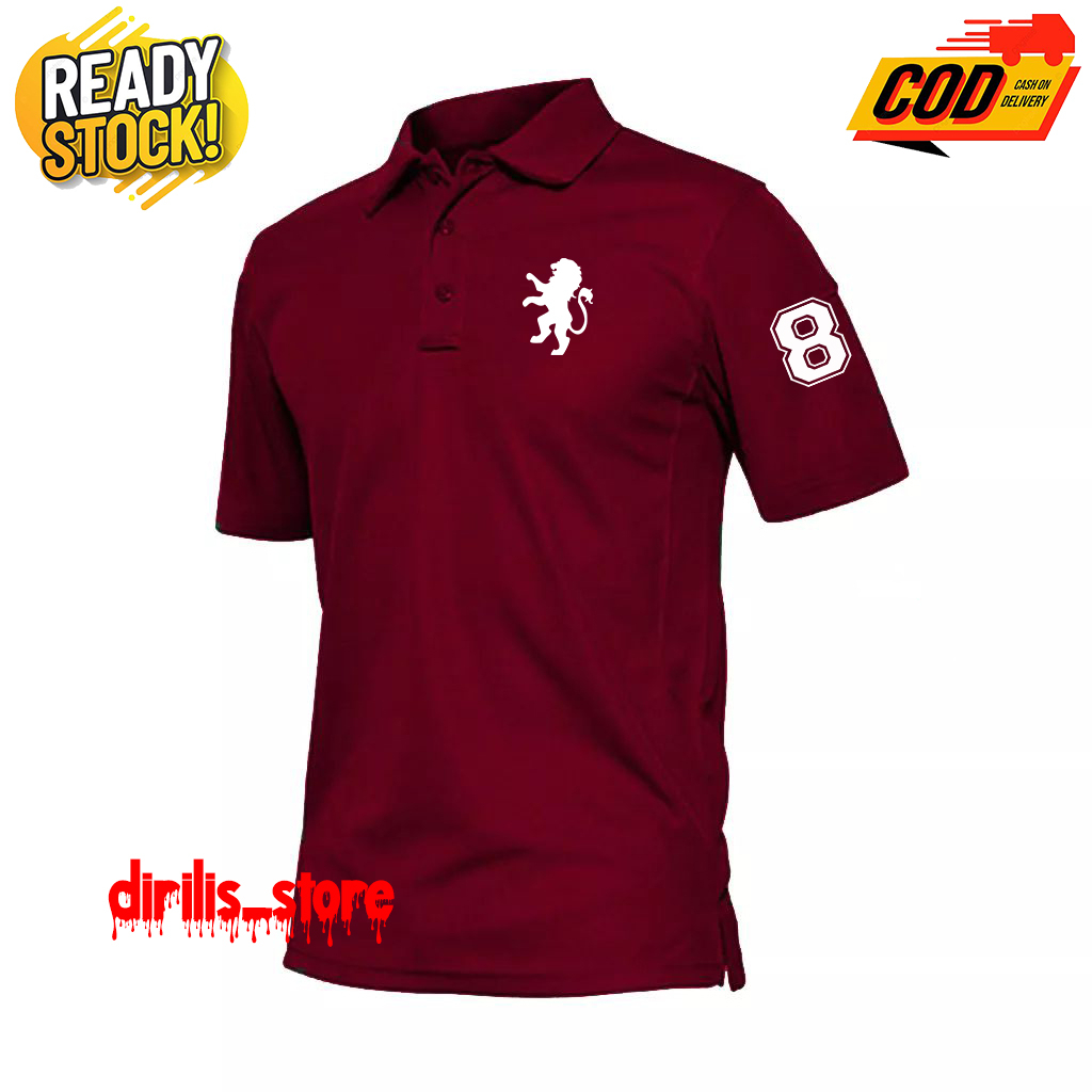 PROMO COD !!! Kaos Polo Kerah Pria & Wanita Giordano Lion Text Putih Premium Unisex