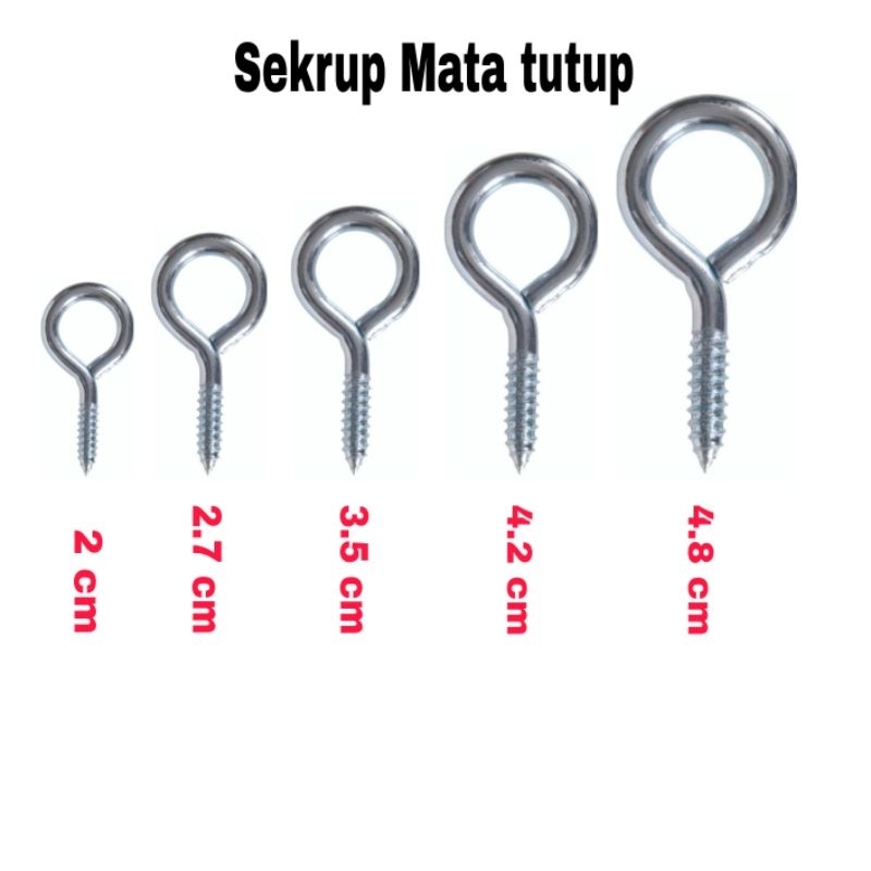 sekrup skrup paku ulir hak mata tutup (10 pcs) kapstok cantolan cantelan  eyew screw