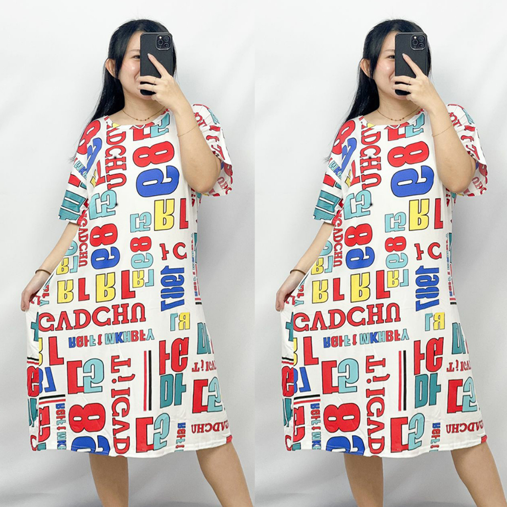 DASTER OVERSIZE WHITE CLARISSA - Dress Remaja Korea Putih Kaos Spandek Size L - Gaya Korean Midi Dre