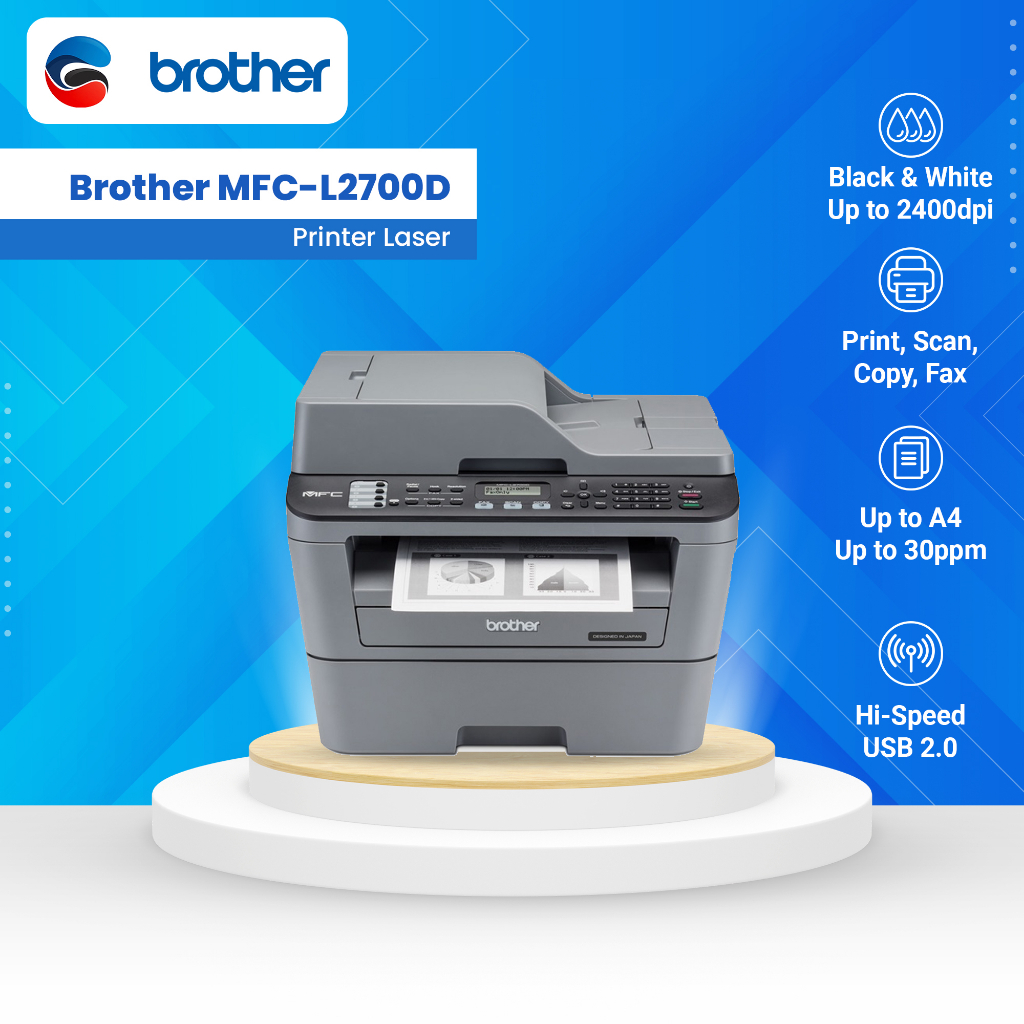 

BROTHER Printer Laser Mono Hitam Putih Multifunction MFC L2700D L 2700D L2700 D Print Scan Copy Duplex ADF Fax