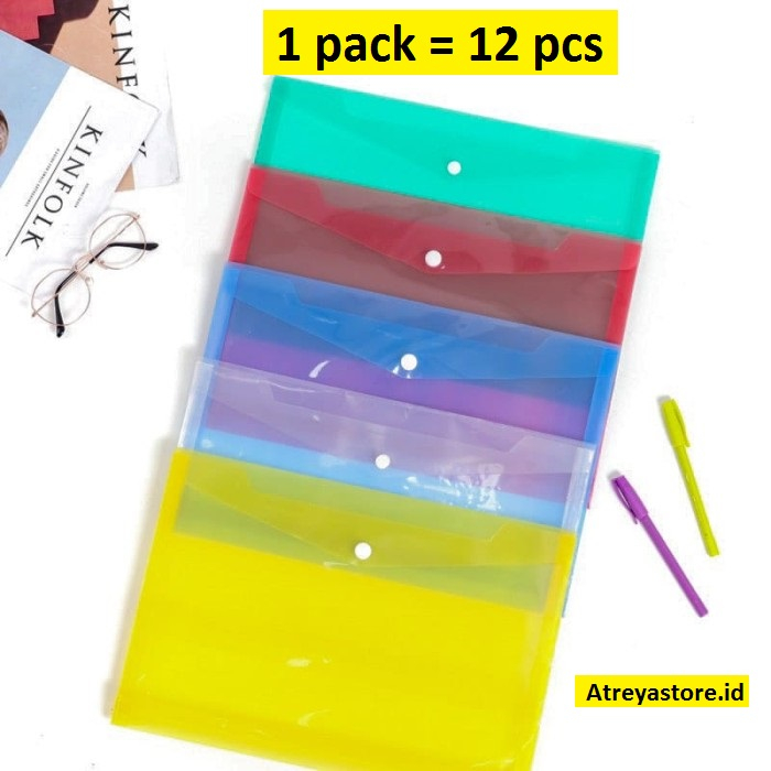 

(1 PACK/12 PCS) map kancing plastik polos transparan