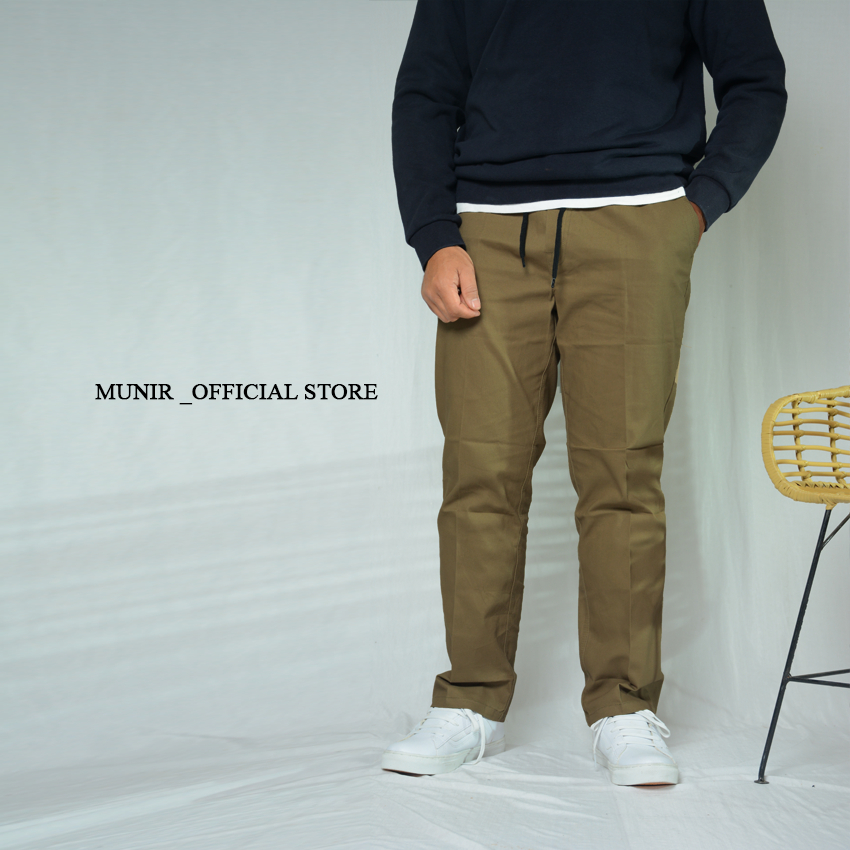 BLINKER Celana Chino Panjang Pria model slim fit (coklat)