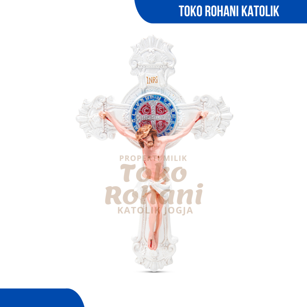 SALIB GANTUNG BENEDIKTUS 25 CM (FIBER) / SALIB DINDING KATOLIK / SALIB BENEDICTUS UKIR / SALIB DINDI