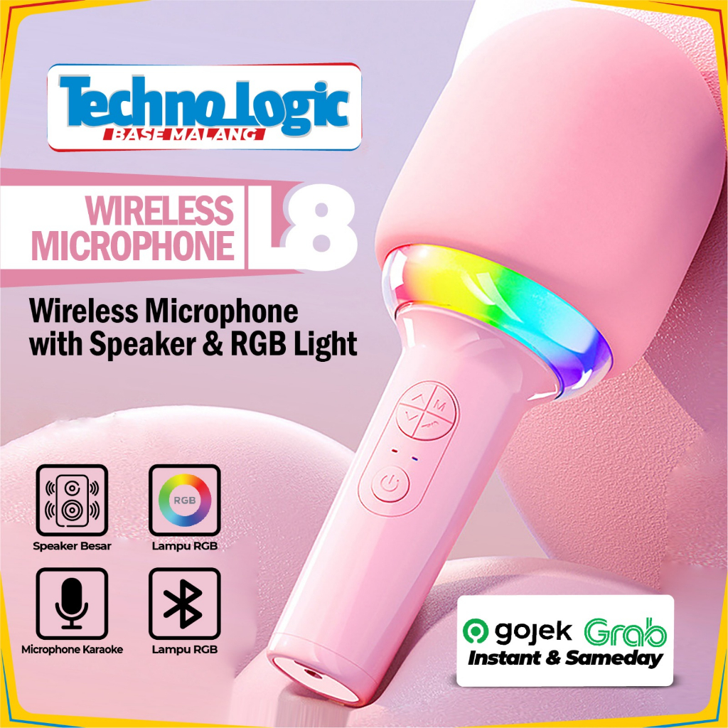 MIC KARAOKE BLUETOOTH WIRELESS MICROPHONE L8 KARAOKE WITH SPEAKER & RGB LIGHT