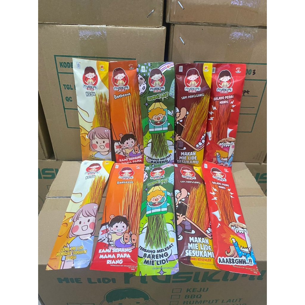 

Mie Lidi Nusikimi 1 pack (isi 10 bungkus/ 5 varian rasa campur)