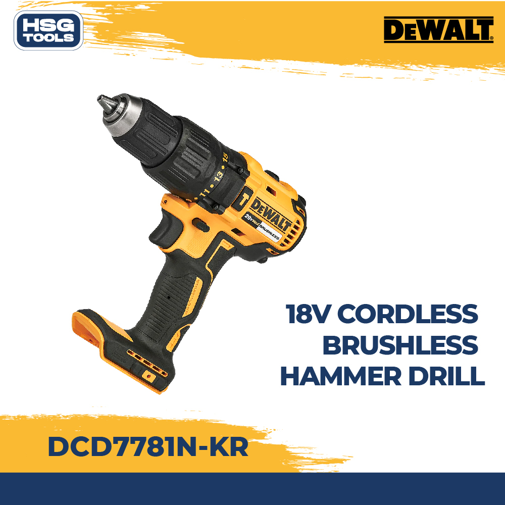 DEWALT DCD7781N-KR MESIN BOR BATERAI 18V BRUSHLESS HAMMER DRILL - UNIT