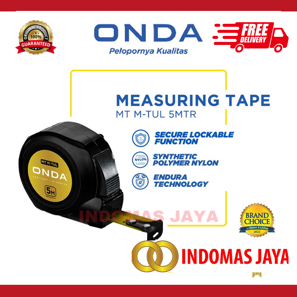 ONDA Measuring Tape / Meteran 5 Meter MT M-TUL METERAN OTOMATIS ONDA MT M-TUL 5M