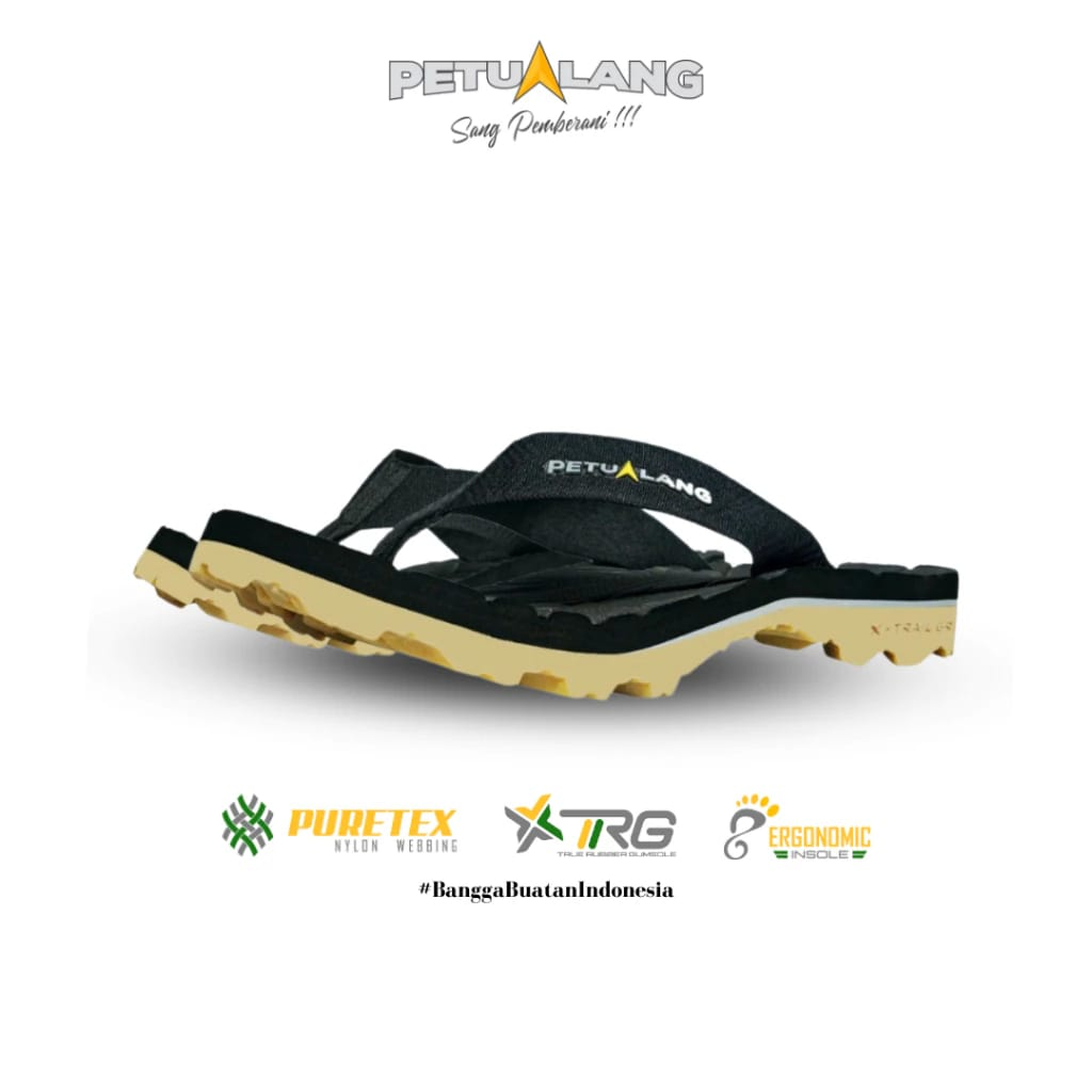 SENDAL Petualang Towuti Clip  - Sandal Gunung/Hiking Jepit Pria Dewasa Petualang Original