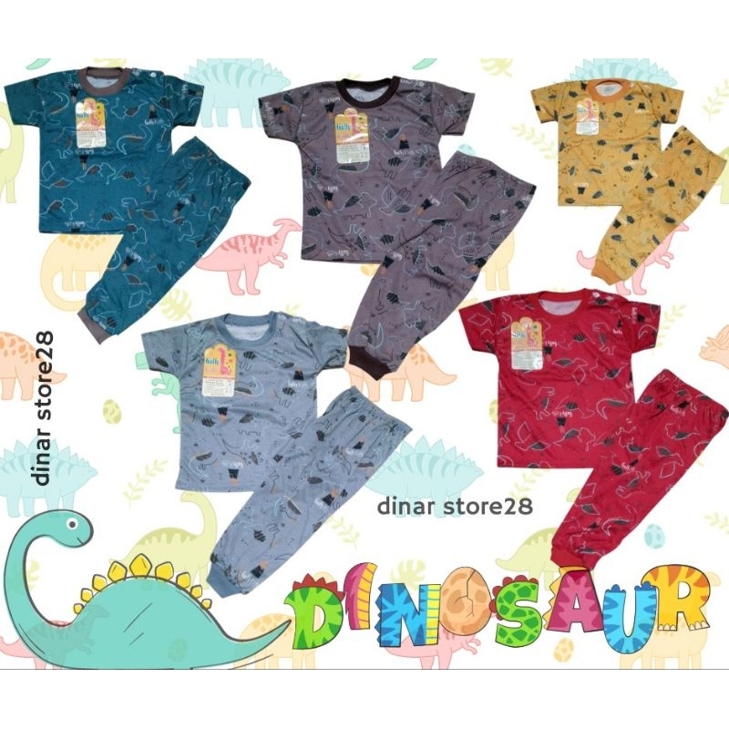 stelan baju tidur anak Gaffy kids Dino series/piyama anak motif Dinosaurus