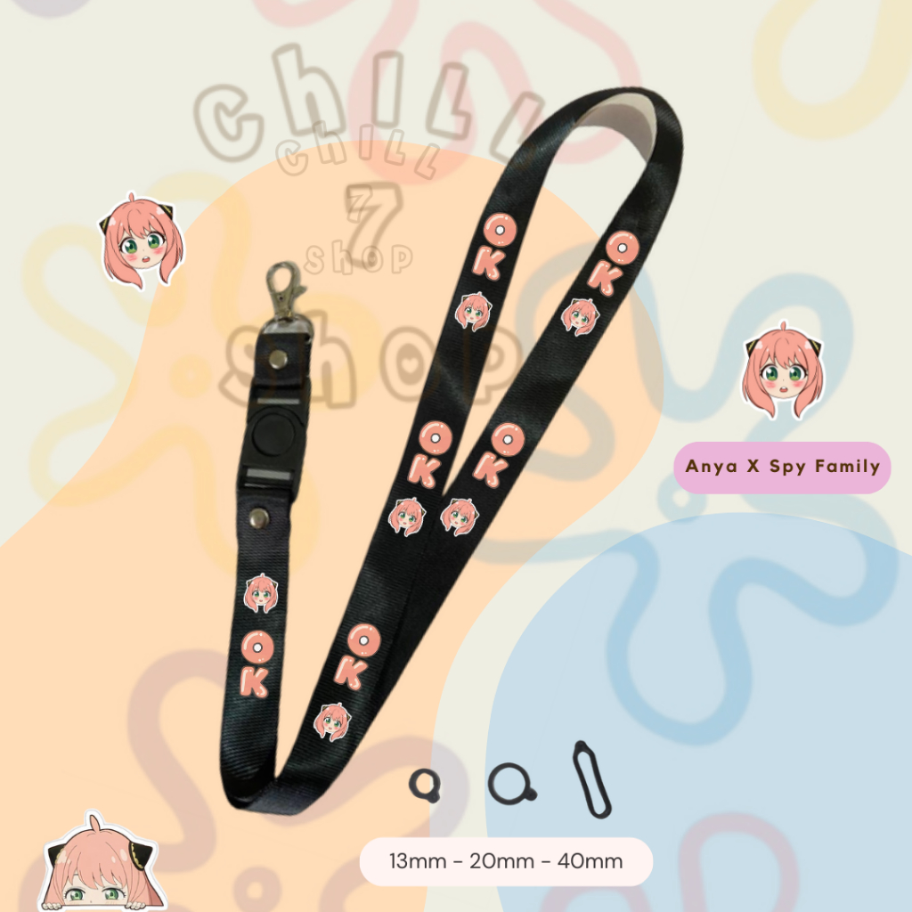 Lanyard Anime Anya Spy Family ID Card Custom Anime Lucu Tali Gantungan Pods Name Tag Kartu Nama