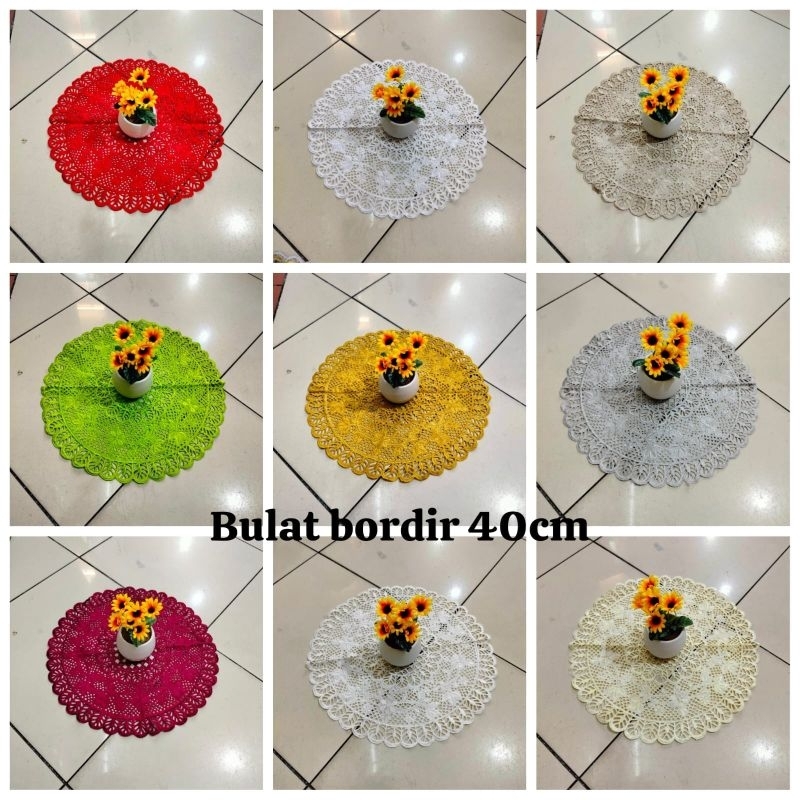Taplak Meja Bulat Kecil Bordir Ukuran : 40x40cm