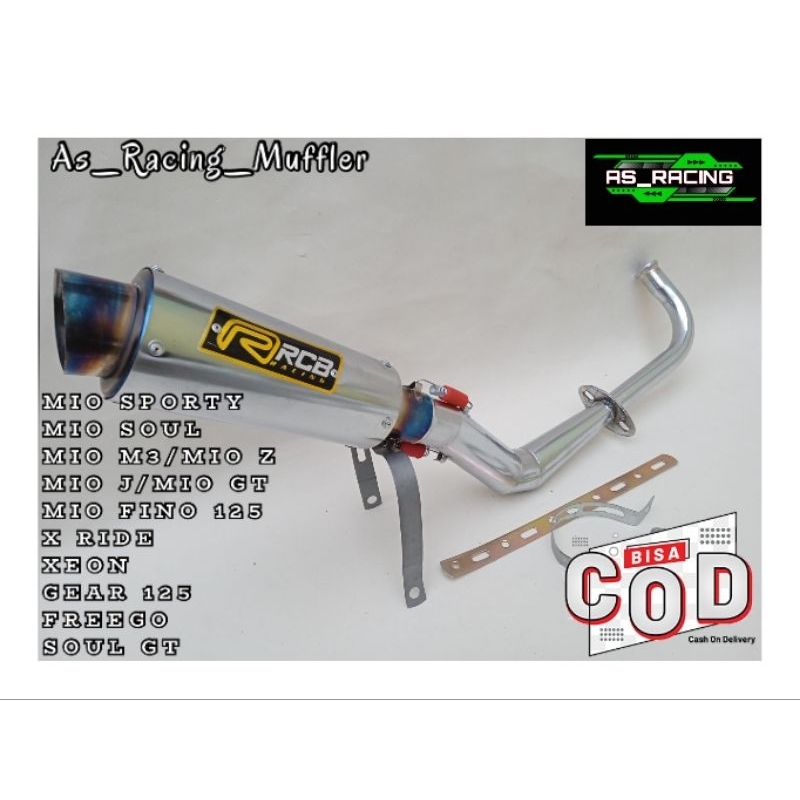 KNALPOT RACING RCB BLUEMOON CHROME MATIC YAMAHA MIO,SOUL GT,XEON,X RIDE,GEAR 125,FREEGO