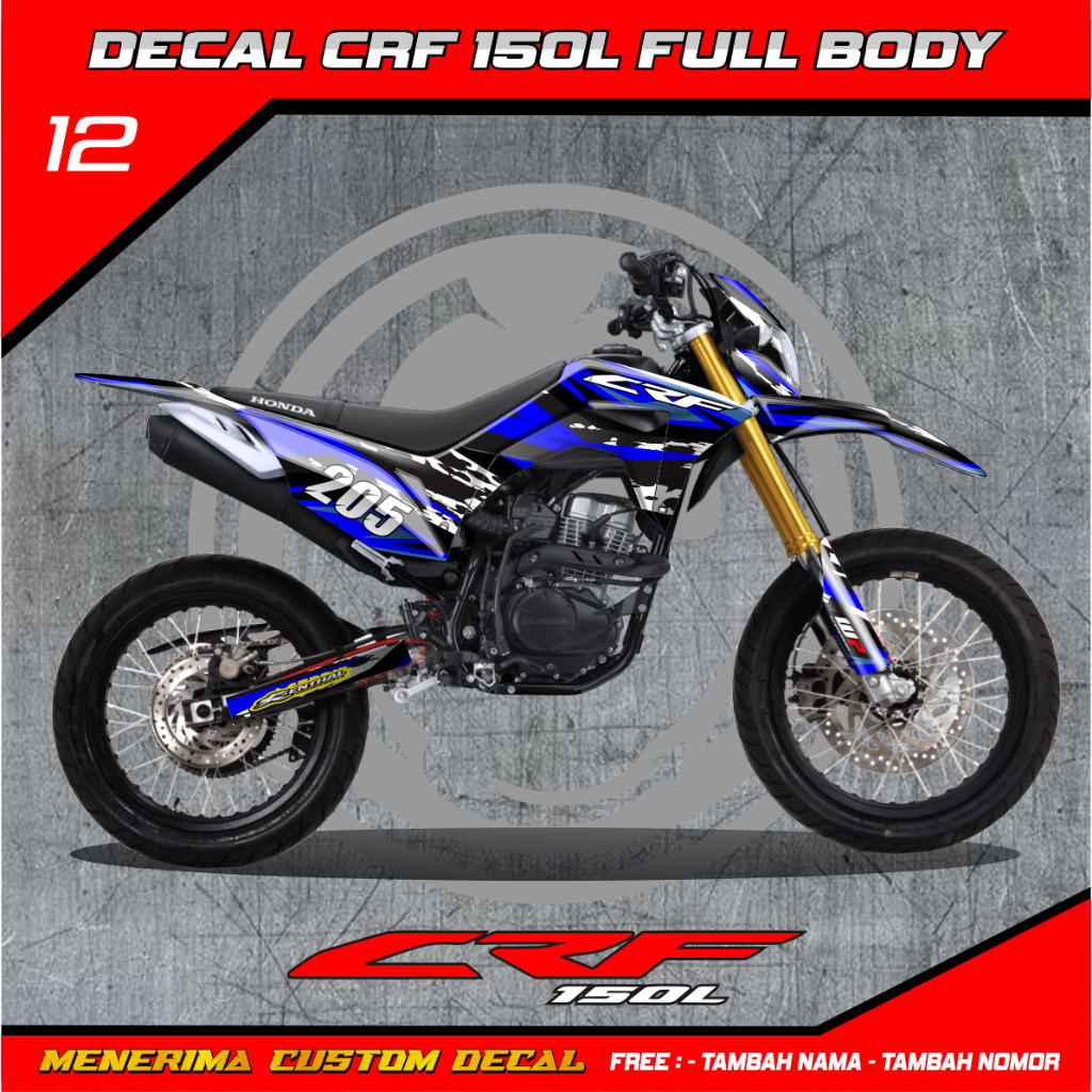 Sticker Dekal Crf 150 L Full Body Hologram Biru