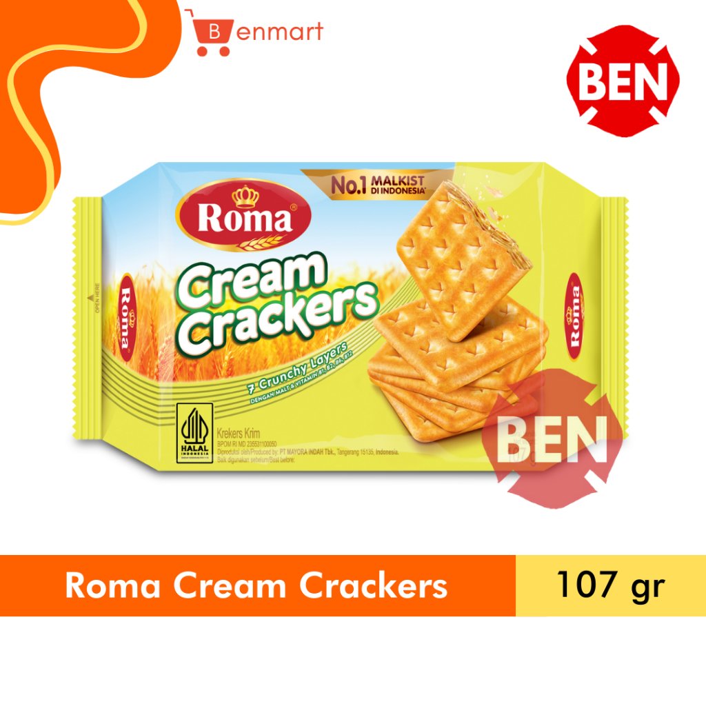 

ROMA CREAM CRACKERS 107g 107gr 107 g gr - Kotak Pak Dus Bungkus Kuning Krim Biskuit Tawar