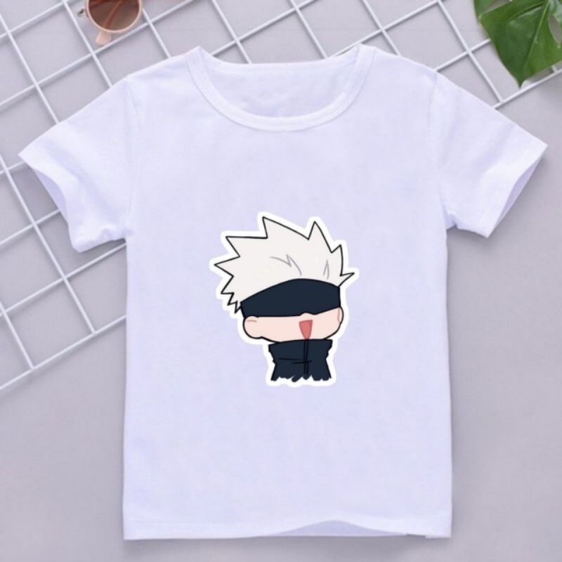 Baju kaos anak unisex laki perempuan atasan kaus cowok model gojo satoru jujutsu kaisen