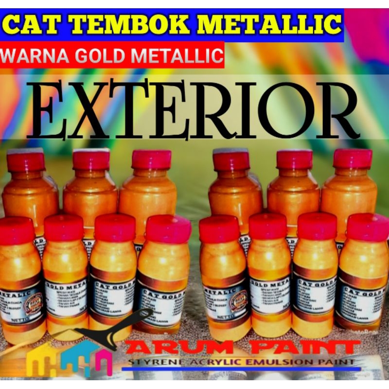 cat metallic warna emas 500ml cat tembok metallic warna gold tahan cuaca