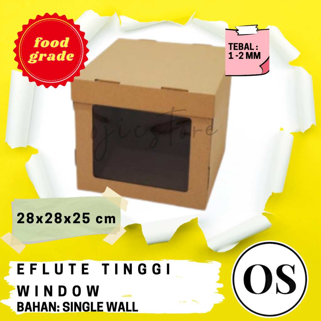 

Dus Eflute Tart Cake Tinggi Window 28x28x25 Untuk Packaging Aksesoris, Baju, Boneka, Hampers, Kue Tar, dan Roti