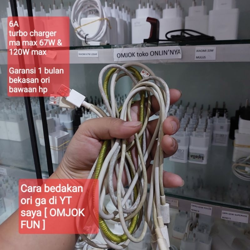 Kabel Data Xiaomi 6A turbo Charge Copotan bekas bawaan 67w & 120 watt