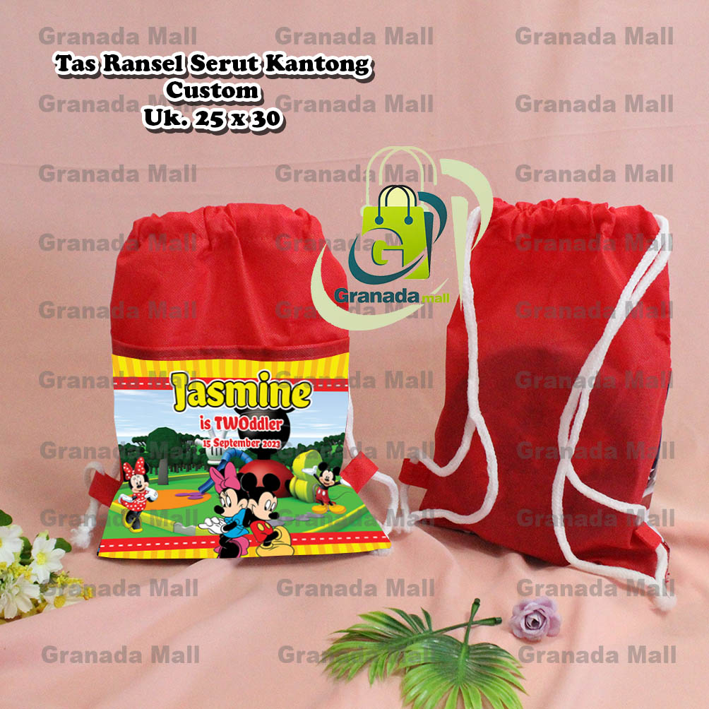 

Tas Gendong Ransel Serut Anak KANTONG DEPAN Untuk Bungkus Snack Ultah atau Kado Custom Nama Uk 25 x 30 (PXT)