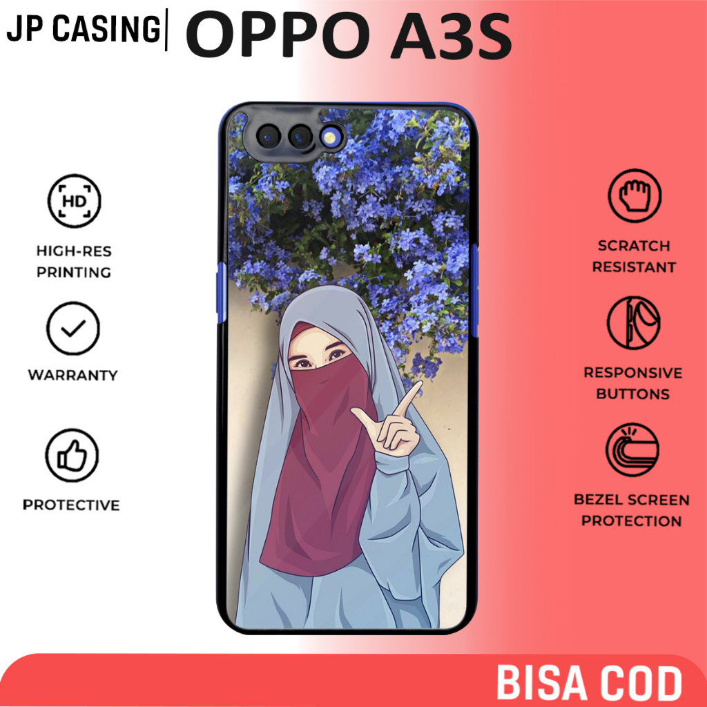 case oppo a3s terbaru motif aesthetic hijab 2 muslimah keren cute casing cewek hp mewah bahan softca