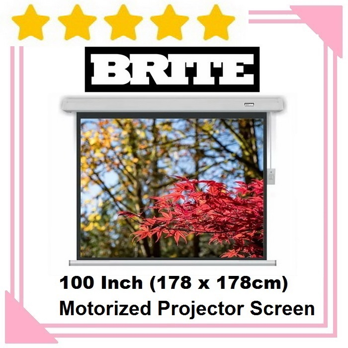 Brite eConomical Motorized Projector Screen 100 inch Layar Proyektor