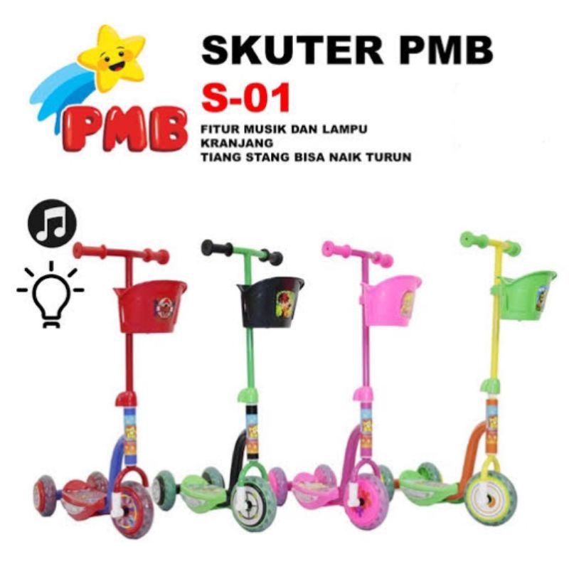 SCOOTER ANAK MAINAN SKUTER ANAK PMB S 01 RODA 3 / OTOPED PMB S01 SPIDERMAN DAM CEWEK