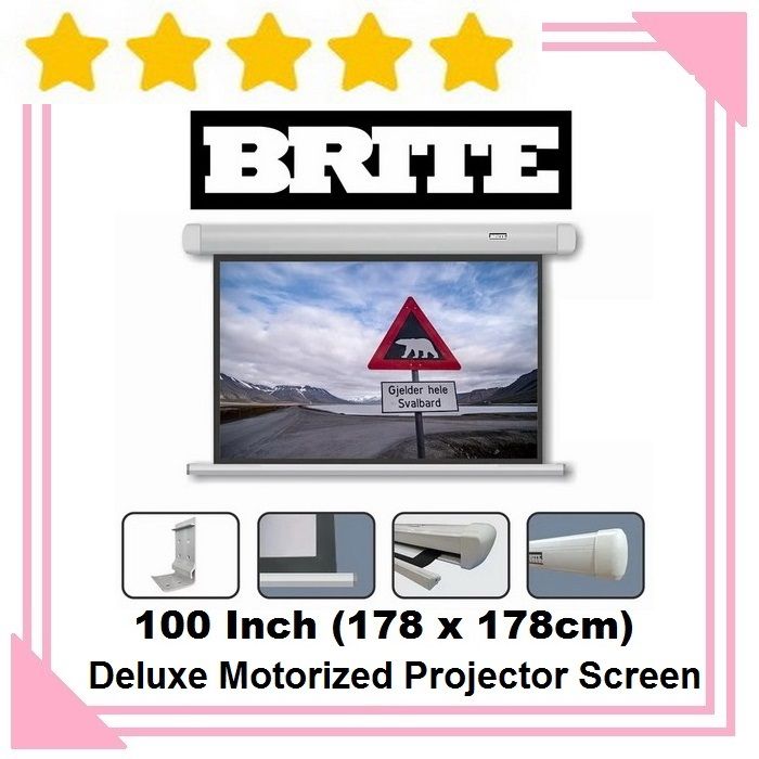 Brite Deluxe Motorized Projector Screen 100 Inch Layar Proyektor