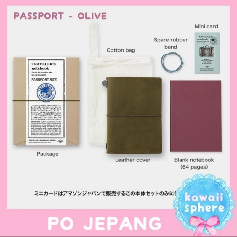 

Travelers Notebook Kit Passport Size - Olive | Ready Stock Traveler's Notebook Cover