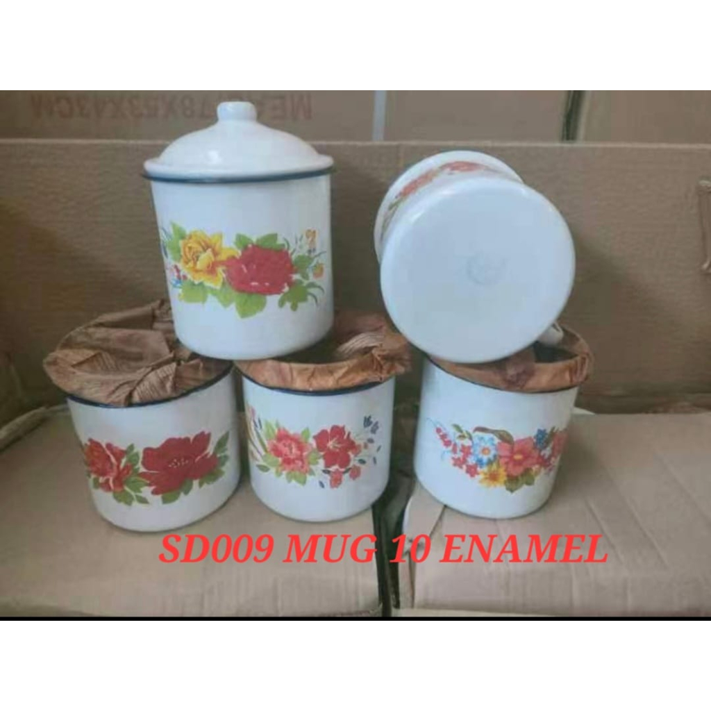 HATAYASHOP-MUG ENAMEL MOTIF BUNGA / MUG ENAMEL MURAH / MUG ENAMEL PREMIUM / MUG ENAMEL MOTIF