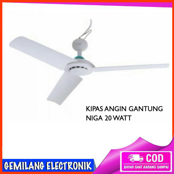 Kipas Angin Gantung 3 Baling Niga 20 Watt