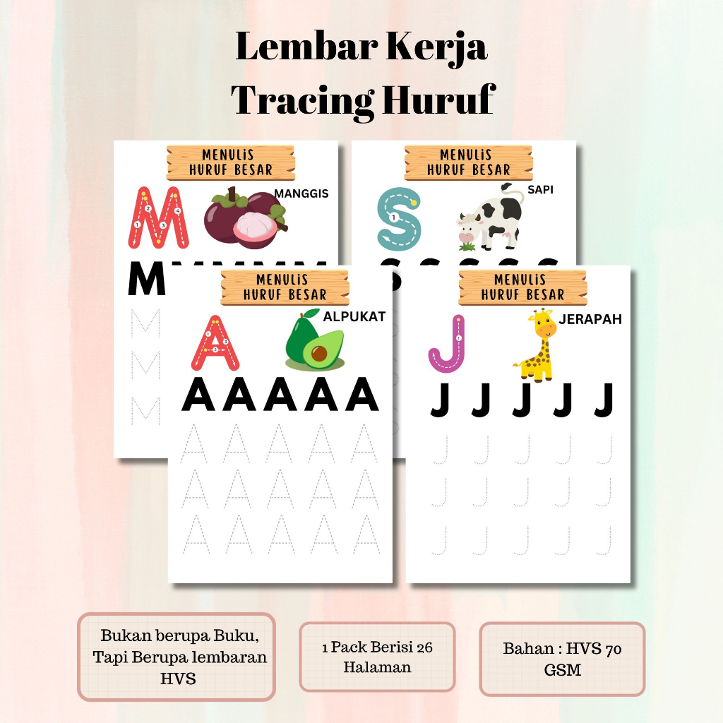 

Lembar Kerja Tracing Huruf Untuk Aktivitas Si Kecil (Berupa Lembaran Bukan Buku)