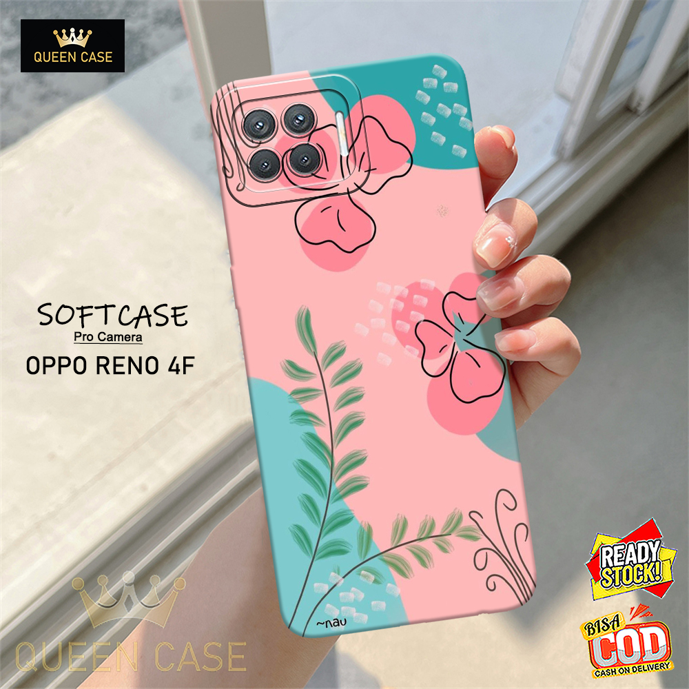 Case Hp OPPO RENO 4F Terbaru Motif BUNGA Bahan Softcase Silikon Lentur & Tebal