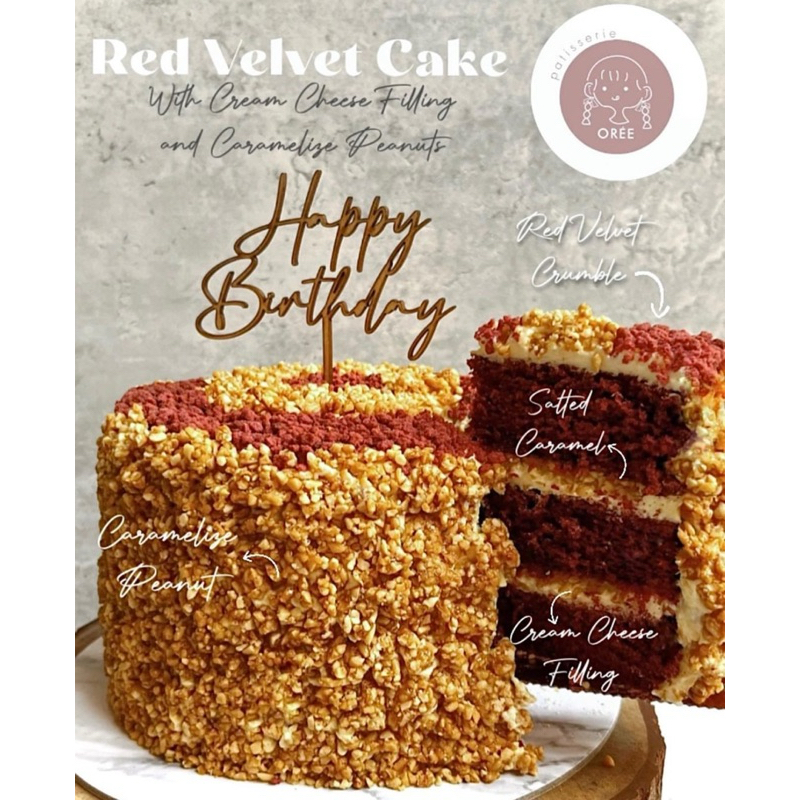 

Red Velvet with Caramelize Nougat Birthday Cake - Whole Cake