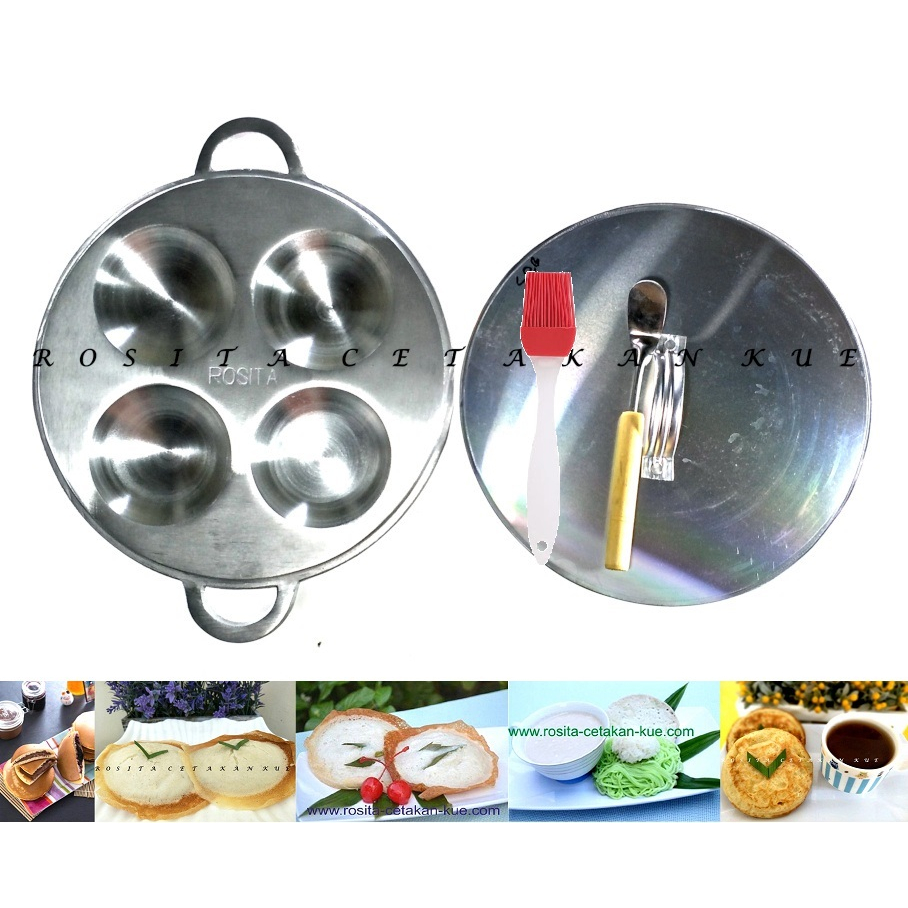 Rosita Cetakan Kue Dorayaki Serabi Kamir 4 Lubang dan Tutup Gratis Sutil Kue