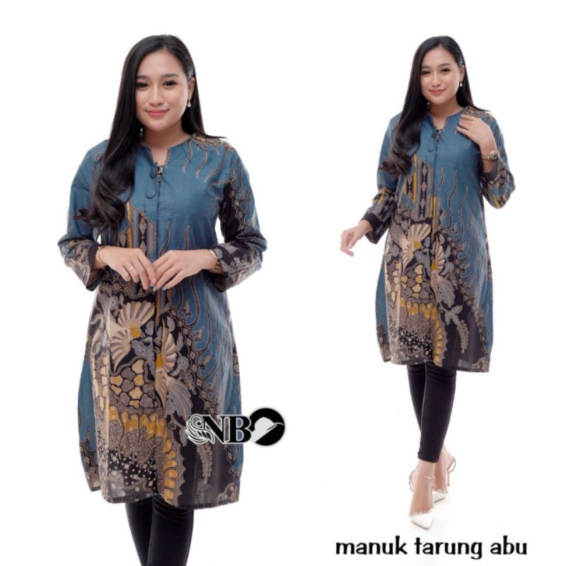 tey-17 Batik wanita Tunik ASJ SA HRB026 Kenongo Kemeja Tosca Pendek