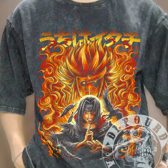 Kaos Anime ITACHI UCHIHA SUSANOO Naruto, ITACHI UCHIHA SUSANOO Anime Vintage Wash, Kaos Anime Premiu
