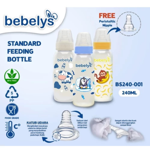 Botol Susu Bayi BEBELYS Nipple PERISTALTIC 60ml 120ml 240ml