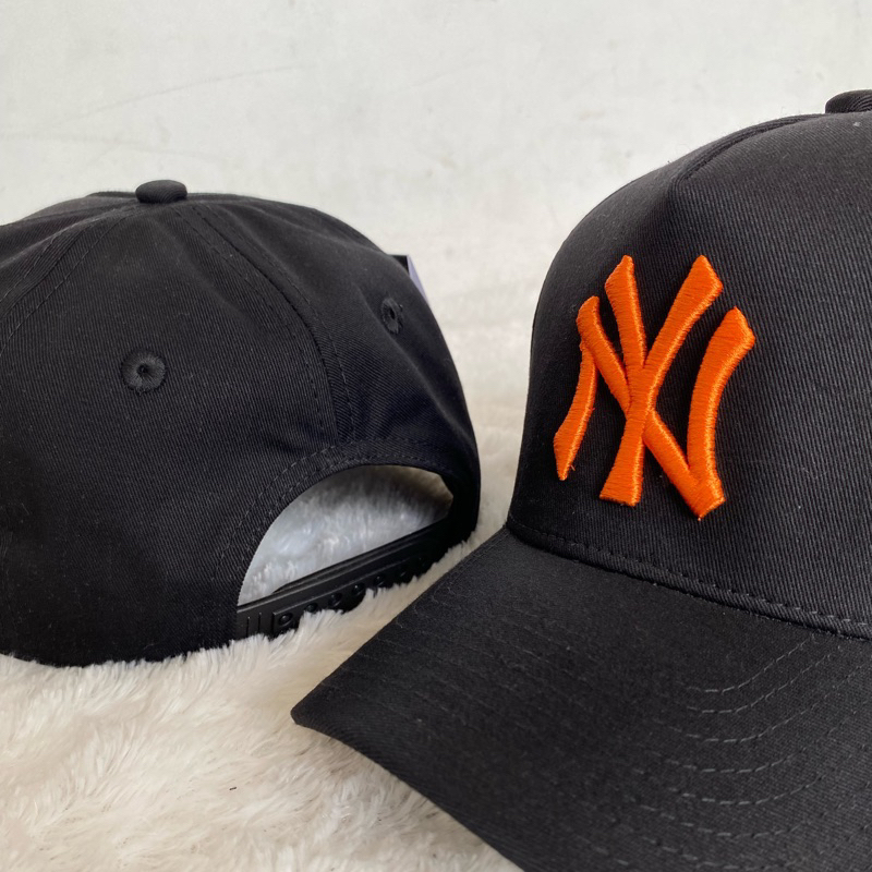 TOPI NY HITAM LOGO BORDIR ORANGE ORIGINAL PREMIUM