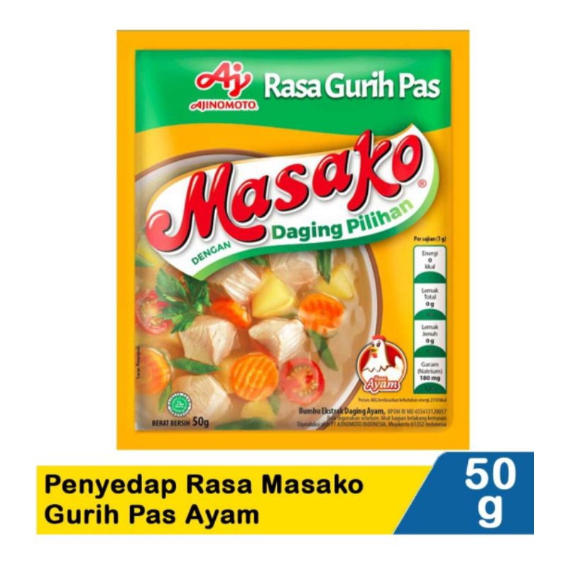 

Ajinomoto Penyedap Rasa Masako Gurih Pas Ayam 50g