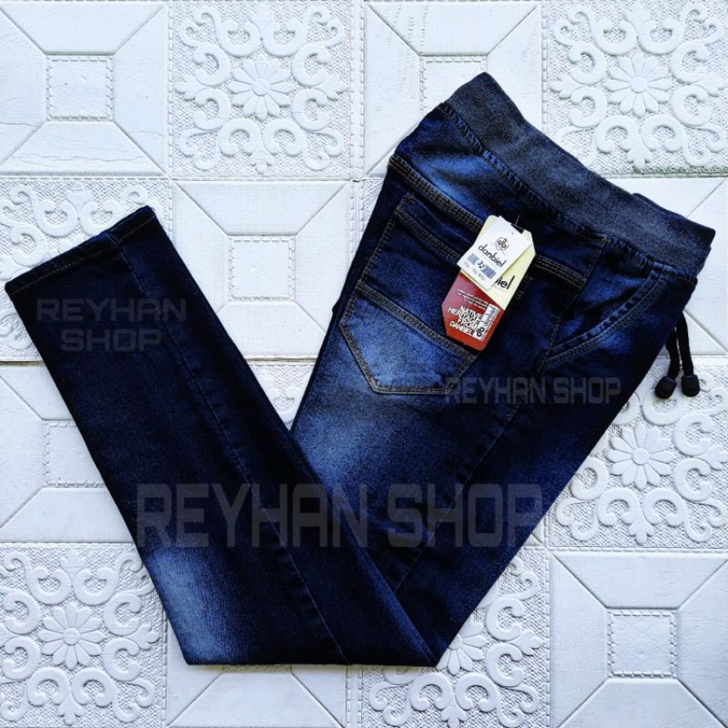 original celana jeans pria // celana jeans panjang pinggang karet