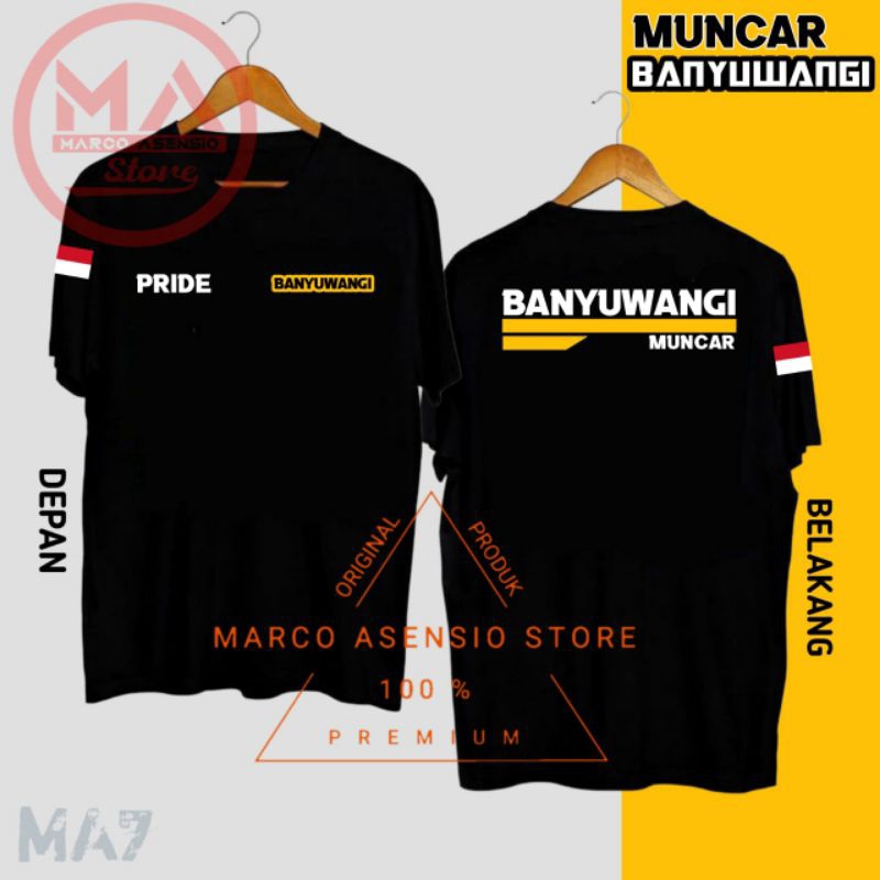 T-SHIRT KAOS HITAM PREMIUM DESAIN TULISAN PRIDE BANYUWANGI | MUNCAR PESANGGARAN PURWOHARJO ROGOJAMPI