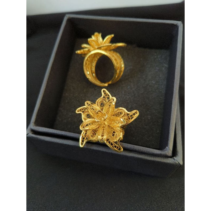 cincin lapis emas bunga kendari asli kerajinan tangan