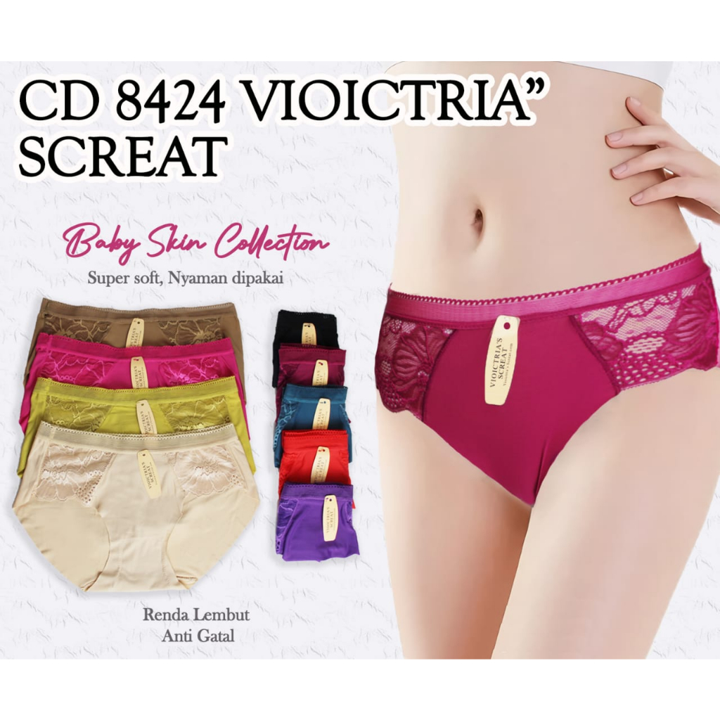 3/6/12pcs CD Seamless Satin kombi Renda Transparan Freesize (M-L) utk BB 40-55kg | CD Wanita | CD Di