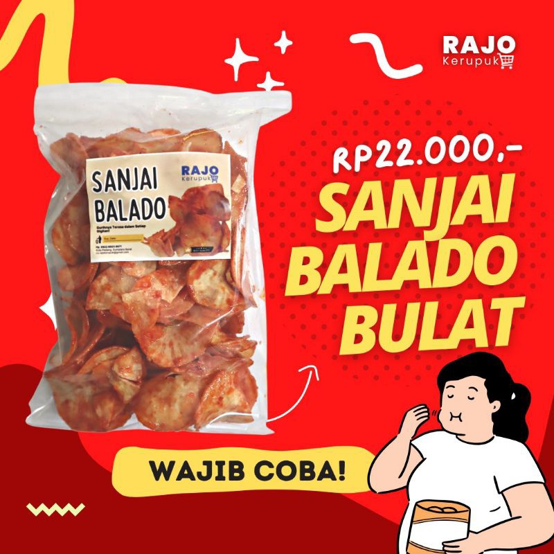 

Kerupuk Sanjai Balado Bulat 300gr / Rajo Kerupuk / Sanjai Balado Bulat