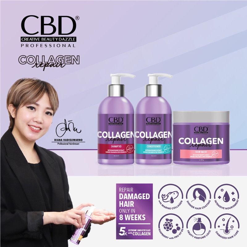 CBD COLLAGEN HAIR REPAIR MASK [UNGU] / SHAMPO / CONDITIONER / HAI MASK / SERUM