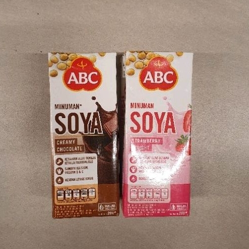 

ABC minuman soya susu per 1 pcs rasa COKLAT / STRAWBERRY 200ml