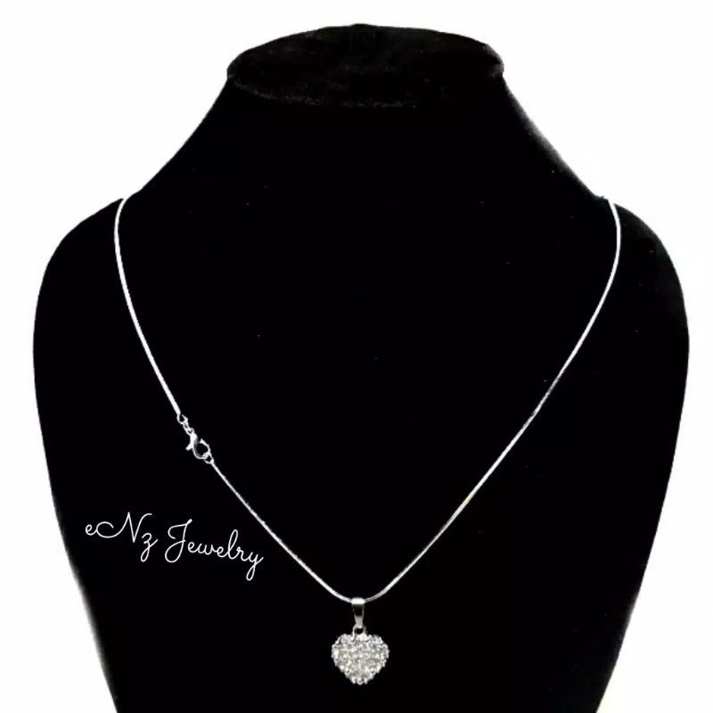 ( promo ) Kalung Wanita silver Titanium liontin love anti karat / Kalung love hati liontin wanita
