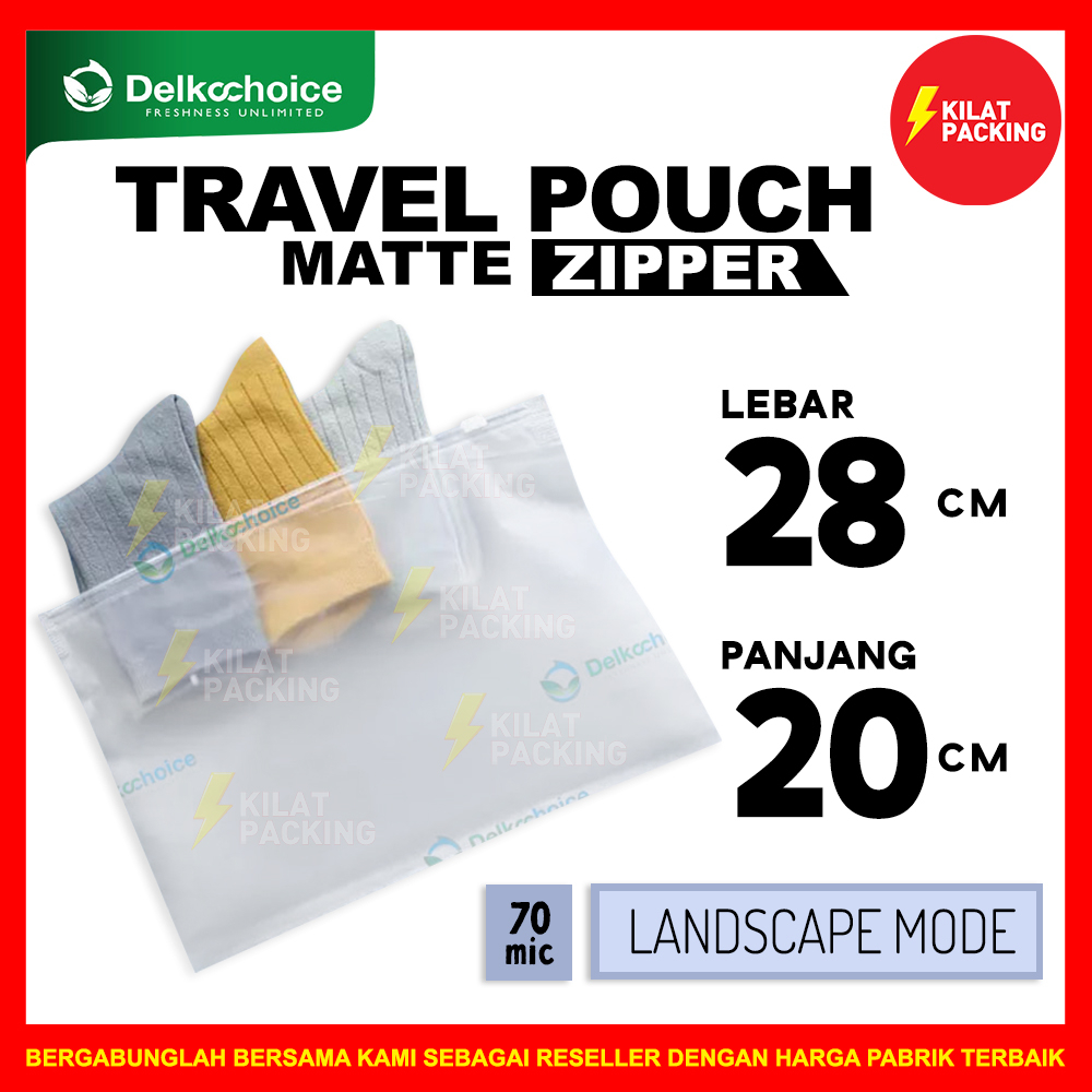 TRAVEL POUCH ORGANIZER ZIPPER MATTE SIZE LANDSCAPE - KANTONG ZIPLOCK BAJU / MAKE UP KOSMETIK SATUAN 