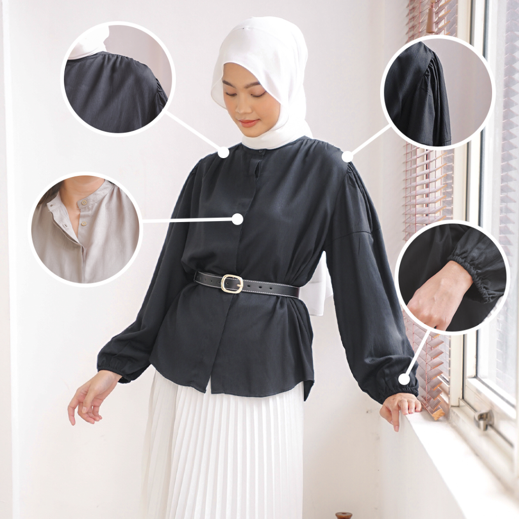 Eloise blouse by alia clothing atasan kemeja blouse wanita polos bahan premium