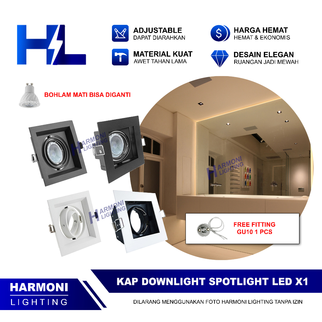 Kap Lampu Downlight GU10 Sorot Halogen Spotlight LED Spot GU10